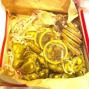 VTG VICTORIAN STYLE ORNAMENTS GOLD & PINK COLORS PACKAGE